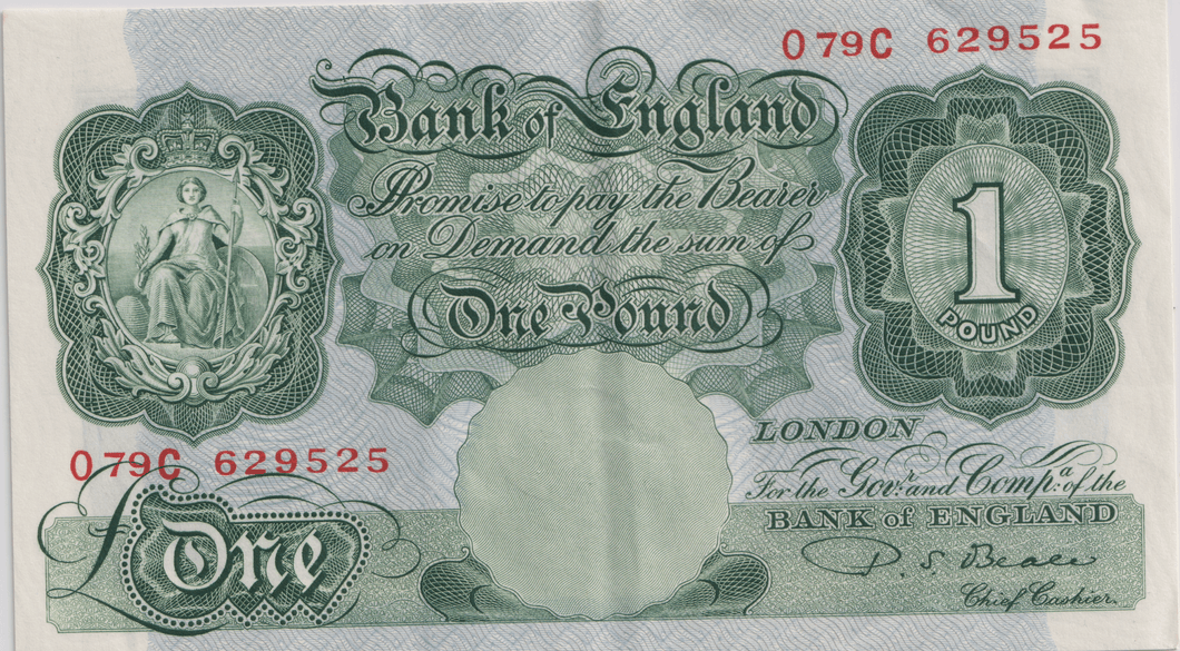 ONE POUND BANKNOTE BANK OF ENGLAND BEALE £1 - 148 - £1 BANKNOTE - Cambridgeshire Coins