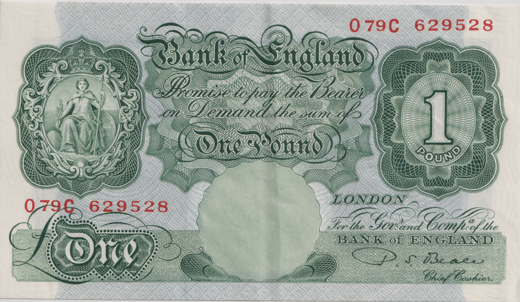 ONE POUND BANKNOTE BANK OF ENGLAND BEALE £1 - 149 - £1 BANKNOTE - Cambridgeshire Coins