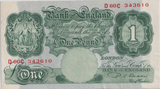 ONE POUND BANKNOTE BANK OF ENGLAND BEALE £1 - 153 - £1 BANKNOTE - Cambridgeshire Coins