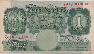 ONE POUND BANKNOTE BANK OF ENGLAND BEALE £1 - 160 - £1 BANKNOTE - Cambridgeshire Coins