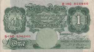 ONE POUND BANKNOTE BANK OF ENGLAND BEALE £1 - 163 - £1 BANKNOTE - Cambridgeshire Coins