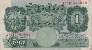 ONE POUND BANKNOTE BANK OF ENGLAND BEALE £1 - 169 - £1 BANKNOTE - Cambridgeshire Coins