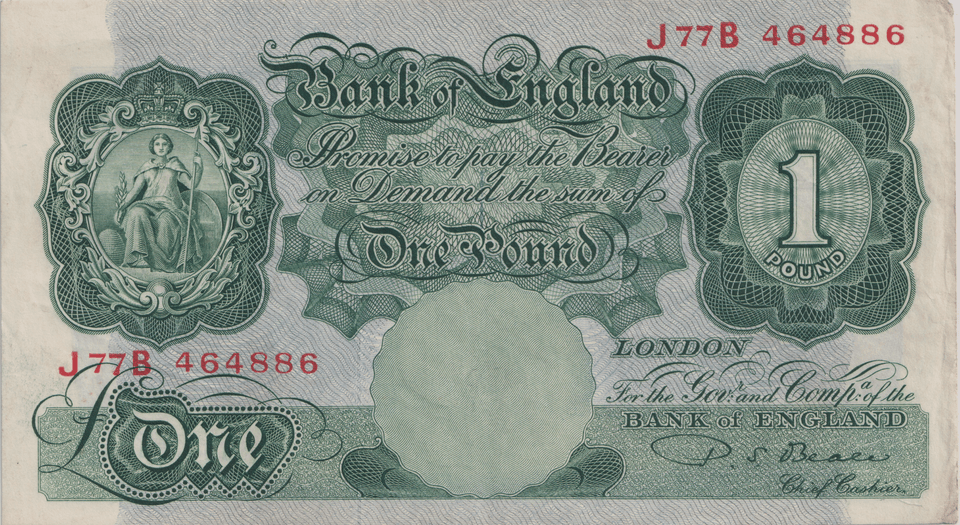 ONE POUND BANKNOTE BANK OF ENGLAND BEALE £1 - 169 - £1 BANKNOTE - Cambridgeshire Coins