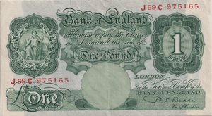ONE POUND BANKNOTE BANK OF ENGLAND BEALE £1 - 172 - £1 BANKNOTE - Cambridgeshire Coins