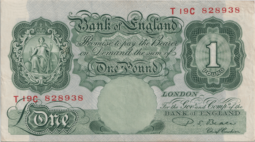 ONE POUND BANKNOTE BANK OF ENGLAND BEALE £1 - 173 - £1 BANKNOTE - Cambridgeshire Coins