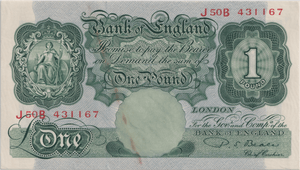 ONE POUND BANKNOTE BANK OF ENGLAND BEALE £1 - 176 - £1 BANKNOTE - Cambridgeshire Coins