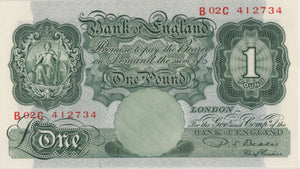 ONE POUND BANKNOTE BANK OF ENGLAND BEALE £1 - 45 - £1 BANKNOTE - Cambridgeshire Coins