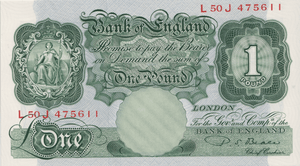 ONE POUND BANKNOTE BANK OF ENGLAND BEALE £1-10 - £1 BANKNOTE - Cambridgeshire Coins