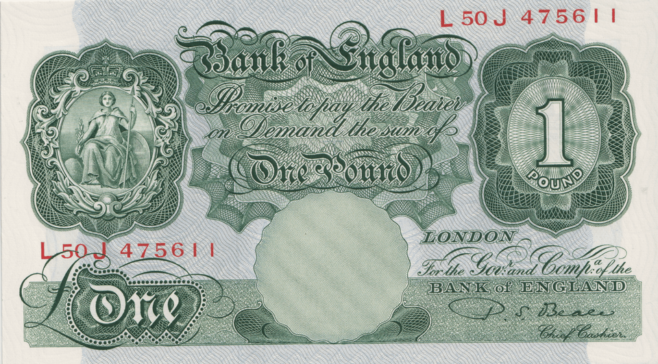 ONE POUND BANKNOTE BANK OF ENGLAND BEALE £1-10 - £1 BANKNOTE - Cambridgeshire Coins