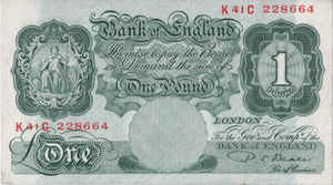 ONE POUND BANKNOTE BANK OF ENGLAND BEALE £1 - 202 - £1 BANKNOTE - Cambridgeshire Coins