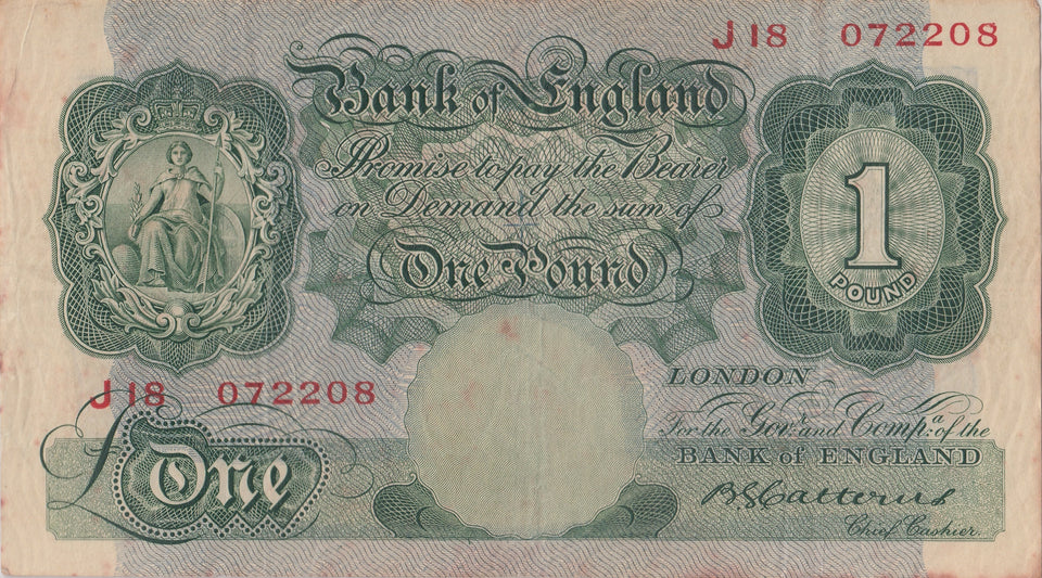 ONE POUND BANKNOTE BANK OF ENGLAND CATTERNS £1 - 38 - £1 BANKNOTE - Cambridgeshire Coins