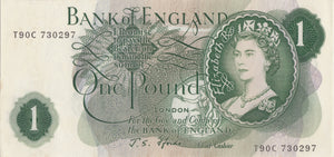 ONE POUND BANKNOTE BANK OF ENGLAND FFORDE £1 - 102 - £1 BANKNOTE - Cambridgeshire Coins