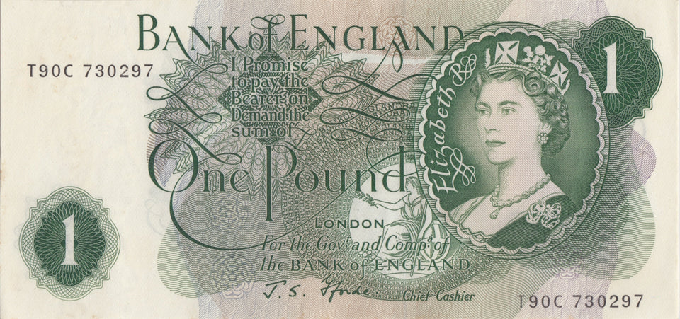 ONE POUND BANKNOTE BANK OF ENGLAND FFORDE £1 - 102 - £1 BANKNOTE - Cambridgeshire Coins