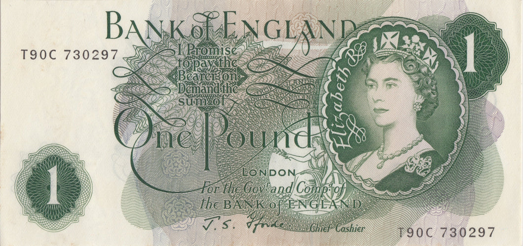 ONE POUND BANKNOTE BANK OF ENGLAND FFORDE £1 - 102 - £1 BANKNOTE - Cambridgeshire Coins
