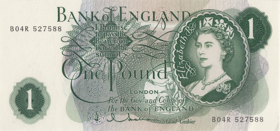 ONE POUND BANKNOTE BANK OF ENGLAND HOLLOM £1 - 98 - £1 BANKNOTE - Cambridgeshire Coins