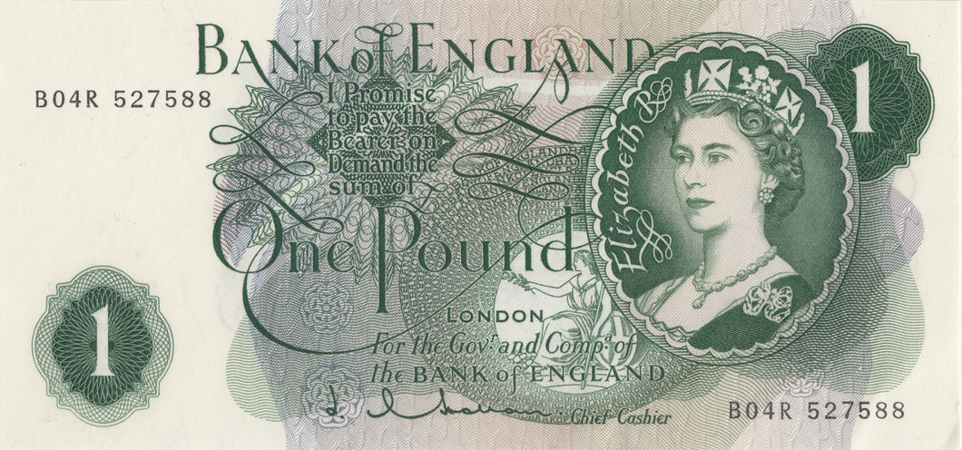 ONE POUND BANKNOTE BANK OF ENGLAND HOLLOM £1 - 98 - £1 BANKNOTE - Cambridgeshire Coins