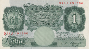 ONE POUND BANKNOTE BANK OF ENGLAND O'BRIEN £1 - 26 - £1 BANKNOTE - Cambridgeshire Coins