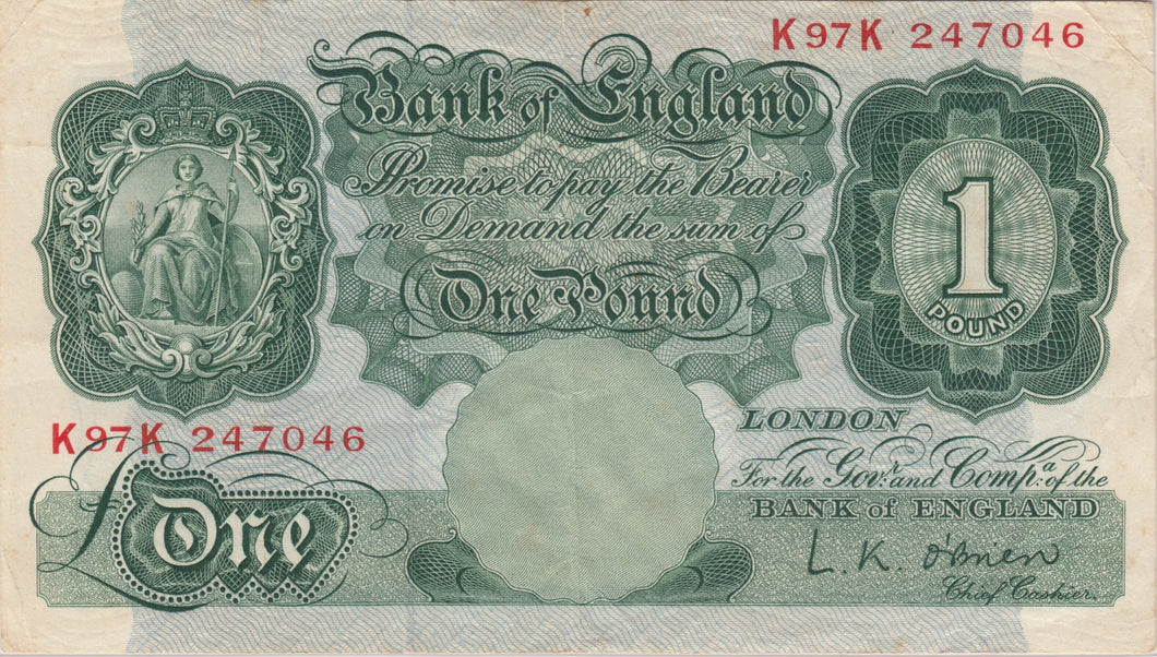 ONE POUND BANKNOTE BANK OF ENGLAND O'BRIEN £1 - 3 - £1 BANKNOTE - Cambridgeshire Coins