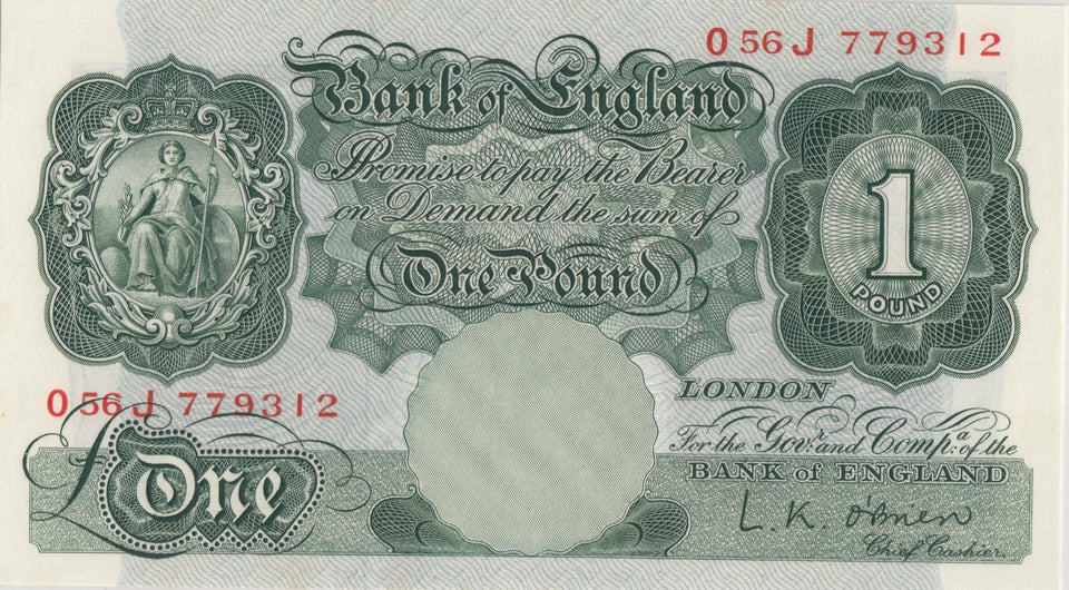 ONE POUND BANKNOTE BANK OF ENGLAND O'BRIEN £1 - 35 - £1 BANKNOTE - Cambridgeshire Coins