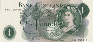 ONE POUND BANKNOTE BANK OF ENGLAND O'BRIEN £1 - 66 - £1 BANKNOTE - Cambridgeshire Coins