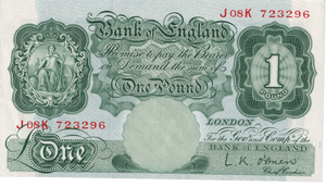 ONE POUND BANKNOTE BANK OF ENGLAND O'BRIEN £1-213 - £1 BANKNOTE - Cambridgeshire Coins