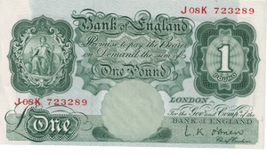 ONE POUND BANKNOTE BANK OF ENGLAND O'BRIEN £1-214 - £1 BANKNOTE - Cambridgeshire Coins
