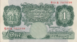 ONE POUND BANKNOTE BANK OF ENGLAND PEPPIATT £1 - 10 - £1 BANKNOTE - Cambridgeshire Coins