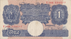 ONE POUND BANKNOTE BANK OF ENGLAND PEPPIATT £1 - 103 - £1 BANKNOTE - Cambridgeshire Coins