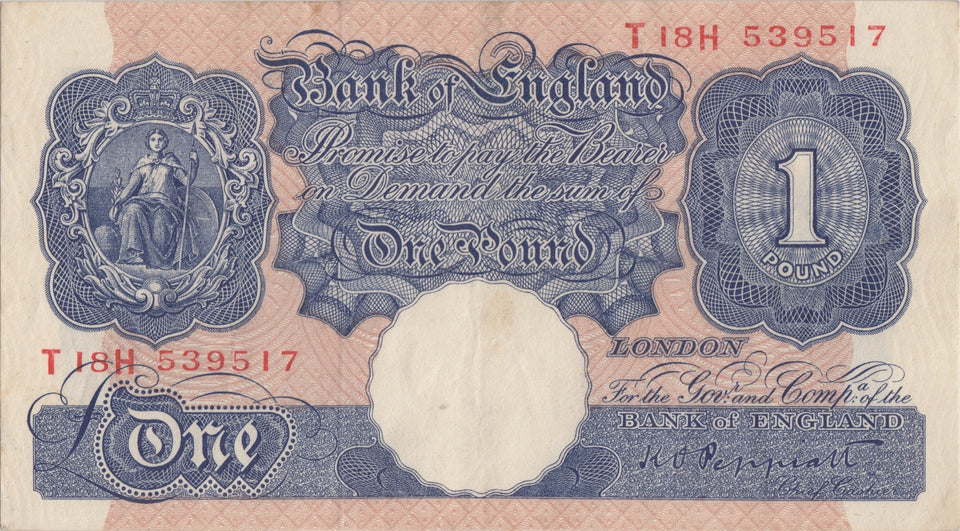 ONE POUND BANKNOTE BANK OF ENGLAND PEPPIATT £1 - 103 - £1 BANKNOTE - Cambridgeshire Coins