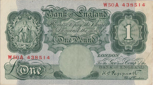 ONE POUND BANKNOTE BANK OF ENGLAND PEPPIATT £1 - 12 - £1 BANKNOTE - Cambridgeshire Coins