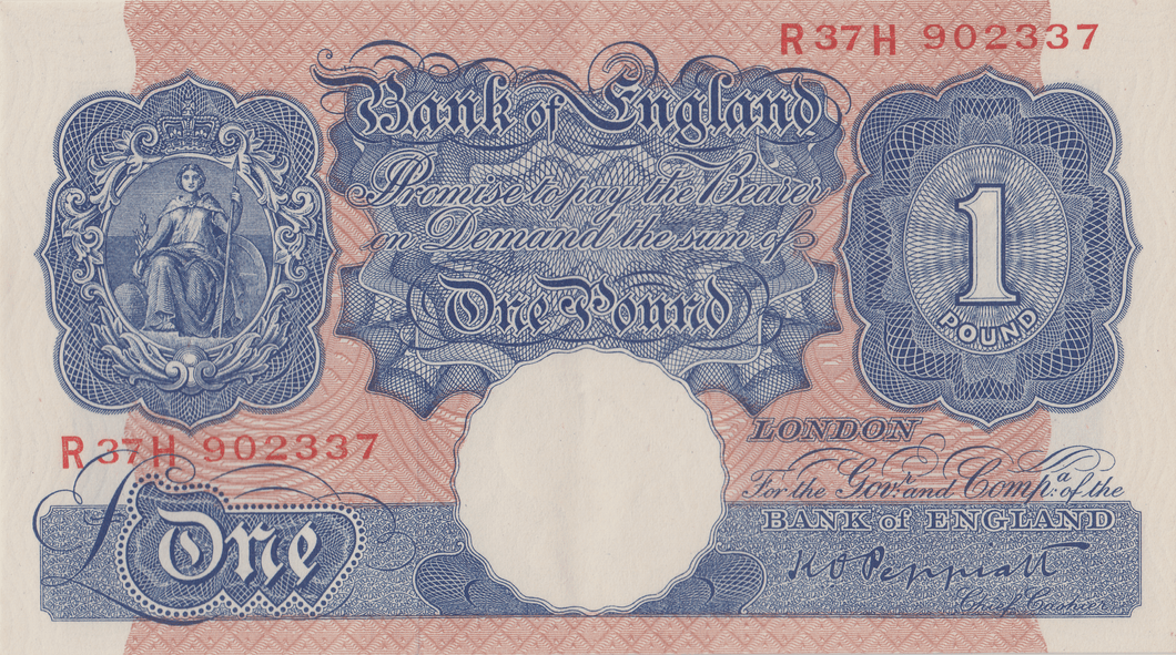 ONE POUND BANKNOTE BANK OF ENGLAND PEPPIATT £1 - 179 - £1 BANKNOTE - Cambridgeshire Coins
