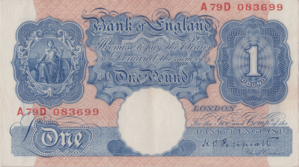 ONE POUND BANKNOTE BANK OF ENGLAND PEPPIATT £1 - 180 - £1 BANKNOTE - Cambridgeshire Coins
