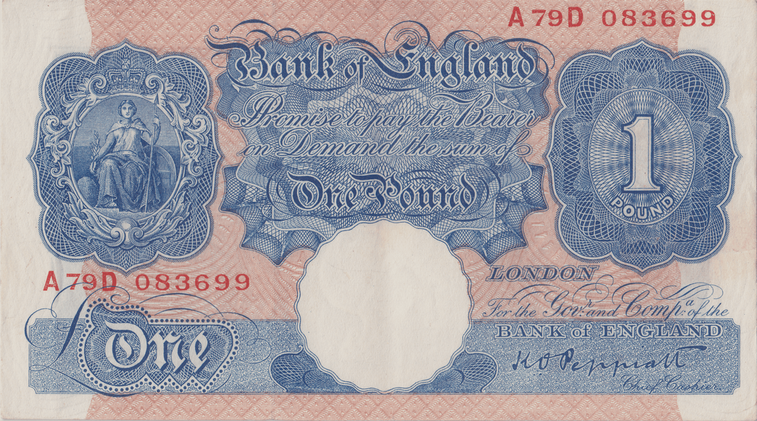 ONE POUND BANKNOTE BANK OF ENGLAND PEPPIATT £1 - 180 - £1 BANKNOTE - Cambridgeshire Coins