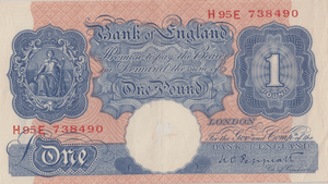 ONE POUND BANKNOTE BANK OF ENGLAND PEPPIATT £1 - 181 - £1 BANKNOTE - Cambridgeshire Coins