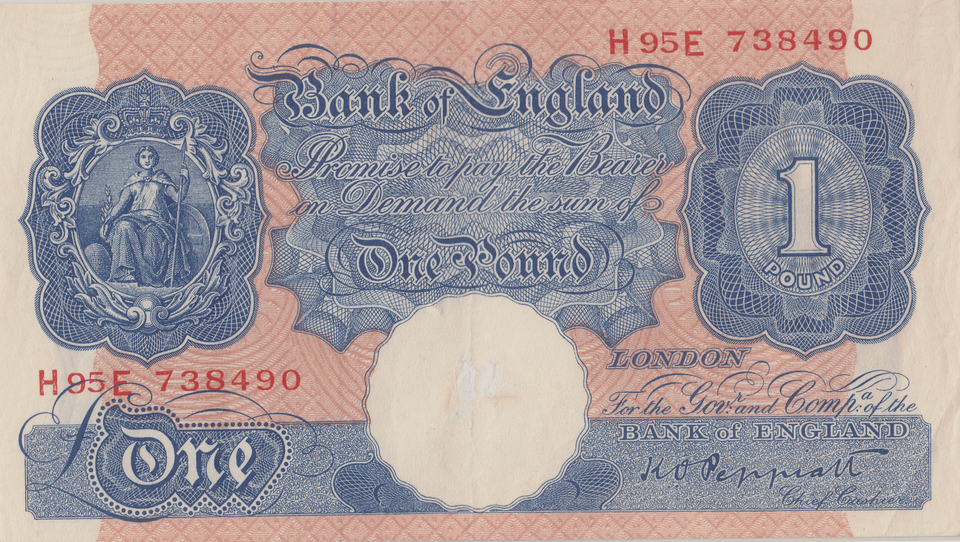 ONE POUND BANKNOTE BANK OF ENGLAND PEPPIATT £1 - 181 - £1 BANKNOTE - Cambridgeshire Coins