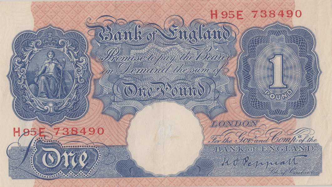ONE POUND BANKNOTE BANK OF ENGLAND PEPPIATT £1 - 181 - £1 BANKNOTE - Cambridgeshire Coins
