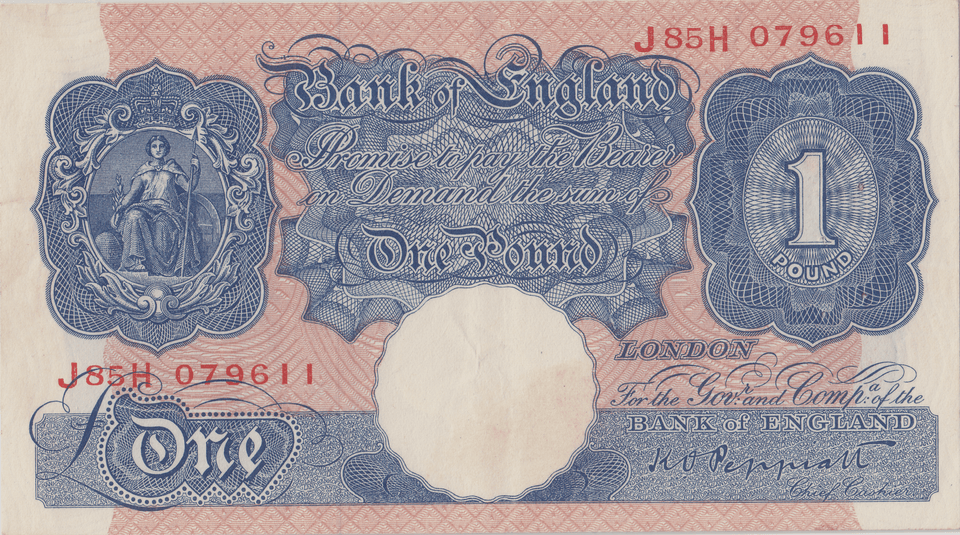 ONE POUND BANKNOTE BANK OF ENGLAND PEPPIATT £1 - 182 - £1 BANKNOTE - Cambridgeshire Coins