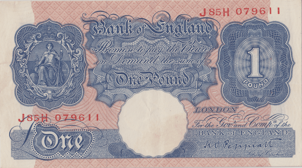 ONE POUND BANKNOTE BANK OF ENGLAND PEPPIATT £1 - 182 - £1 BANKNOTE - Cambridgeshire Coins