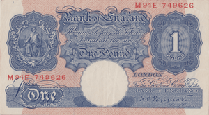 ONE POUND BANKNOTE BANK OF ENGLAND PEPPIATT £1 - 183 - £1 BANKNOTE - Cambridgeshire Coins