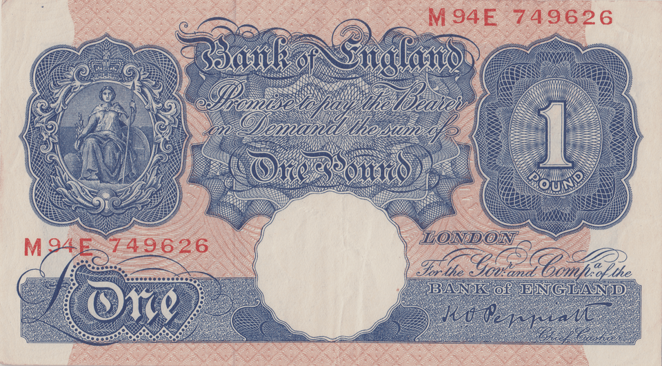 ONE POUND BANKNOTE BANK OF ENGLAND PEPPIATT £1 - 183 - £1 BANKNOTE - Cambridgeshire Coins