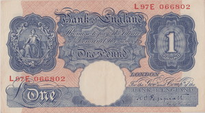 ONE POUND BANKNOTE BANK OF ENGLAND PEPPIATT £1 - 184 - £1 BANKNOTE - Cambridgeshire Coins