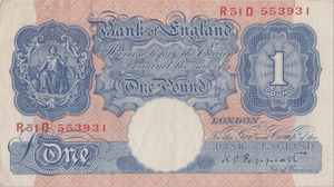 ONE POUND BANKNOTE BANK OF ENGLAND PEPPIATT £1 - 185 - £1 BANKNOTE - Cambridgeshire Coins