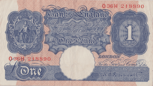 ONE POUND BANKNOTE BANK OF ENGLAND PEPPIATT £1 - 186 - £1 BANKNOTE - Cambridgeshire Coins