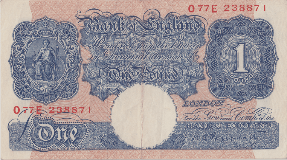 ONE POUND BANKNOTE BANK OF ENGLAND PEPPIATT £1 - 187 - £1 BANKNOTE - Cambridgeshire Coins
