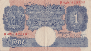 ONE POUND BANKNOTE BANK OF ENGLAND PEPPIATT £1 - 188 - £1 BANKNOTE - Cambridgeshire Coins