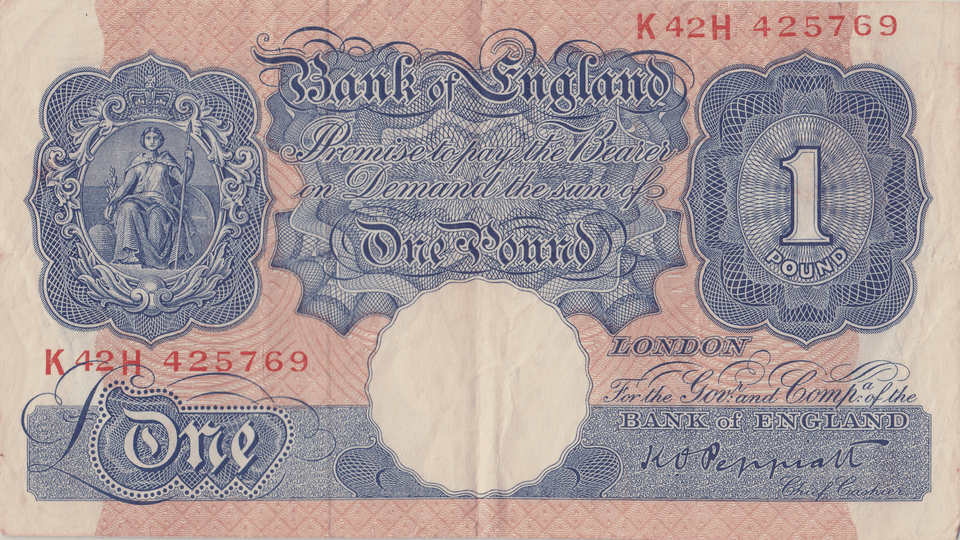 ONE POUND BANKNOTE BANK OF ENGLAND PEPPIATT £1 - 188 - £1 BANKNOTE - Cambridgeshire Coins
