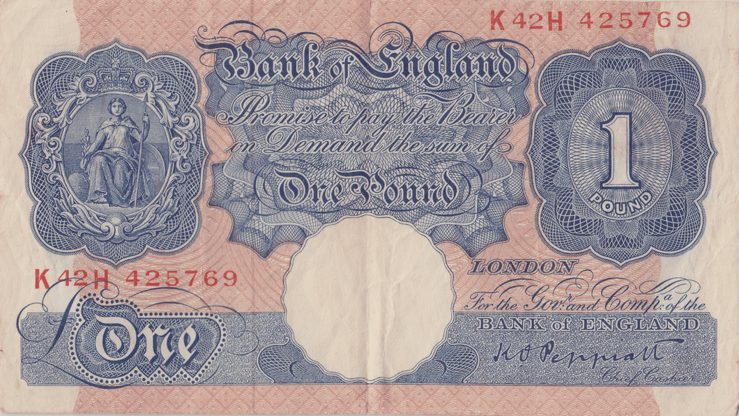ONE POUND BANKNOTE BANK OF ENGLAND PEPPIATT £1 - 188 - £1 BANKNOTE - Cambridgeshire Coins