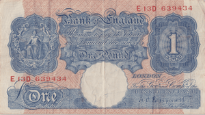 ONE POUND BANKNOTE BANK OF ENGLAND PEPPIATT £1 - 191 - £1 BANKNOTE - Cambridgeshire Coins