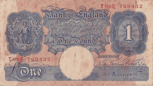 ONE POUND BANKNOTE BANK OF ENGLAND PEPPIATT £1 - 193 - £1 BANKNOTE - Cambridgeshire Coins