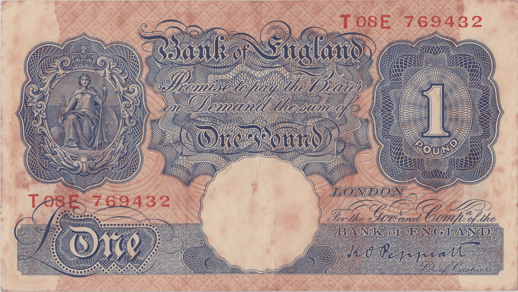 ONE POUND BANKNOTE BANK OF ENGLAND PEPPIATT £1 - 193 - £1 BANKNOTE - Cambridgeshire Coins